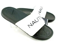 NAUTICA Bretton Size 9 White with Black Logo Men's Slide Comfort Sandals