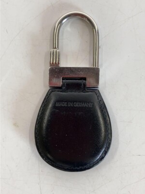 Montblanc Black Leather Silver Metal Steel with Ring Hook