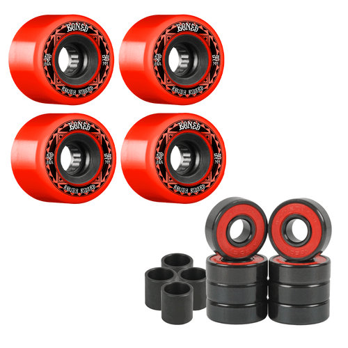 Bones Skateboard Wheels 59mm Rough Riders Runners Red 80A With Amp5 Bearings - Bild 1 von 3