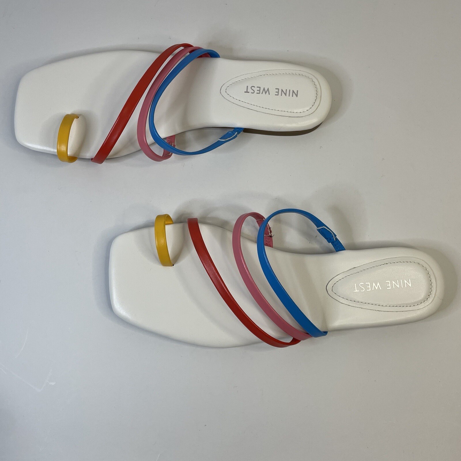 Nine West Women’s Strapped Slip On Flats Sandals Sz 8.5 White & Multi Color image 6