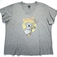 Life Is Good Crusher Tee Womens 3XL Gray KOALITY TIME Koala Short Sleeve 2018