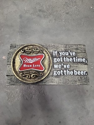 Vintage Miller High Life Plastic Beer Sign NOS Man Cave Bar Decor