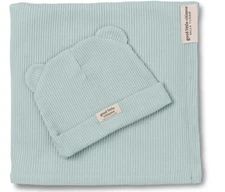 Bella Tunno Swaddle & Beanie Set Soft Swaddle Blanket &Beanie Hat in Fog NWT