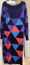 USED VINTAGE GIANNI VERSACE GEOMETRIC PATTERN LONG-SLEEVED KNIT DRESS GOOD
