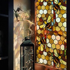 Original Hand-Drawn Faux Stained Glass Window Film, Double-Sided Static Cling