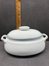 Vintage Mikasa Cordon Bleu 2.5qt Covered White/Blue Oval Casserole Dish w/ Lid