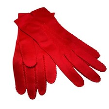 Vintage Hansen Women's Gloves Red Nylasuede Suede 6.5