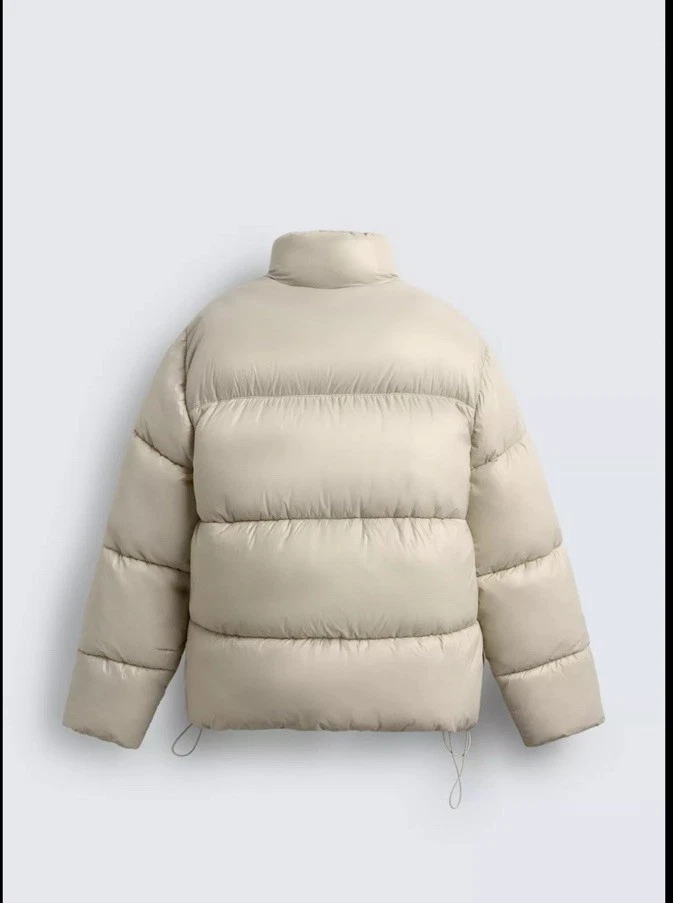 Zara  Men’s  Water Repellent Puffer Jacket /Coat Ecru Beige Size XL  -EUC - Image 2 of 4