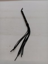 20" Black Leather Hand Whip With Tassles And Wrist Strap