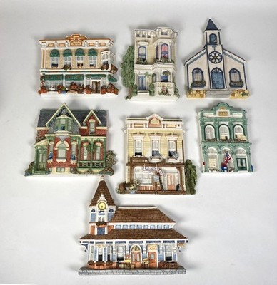 Brian Bakers Déjà Vu Collection Hand Painted Wall Plaques Set of 7 Decor Houses