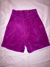 Vtg 90s Pants Fuchsia Pink Suede Leather High Waist Pelle Bella size 9-10