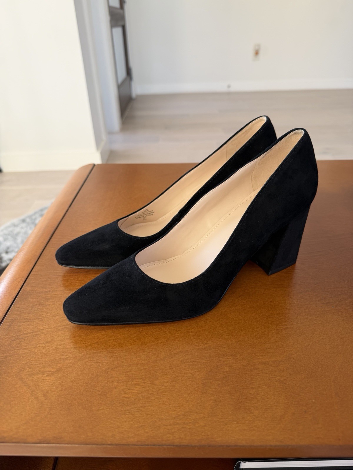 Marc Fisher LTD Zala Black Suede Pointed Toe Block Heel Pump Size 7.5