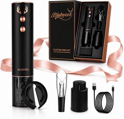 4-In-1 Rechargeable Electric Wine Opener Set - Automatic Corkscrew, Foil Cutter,