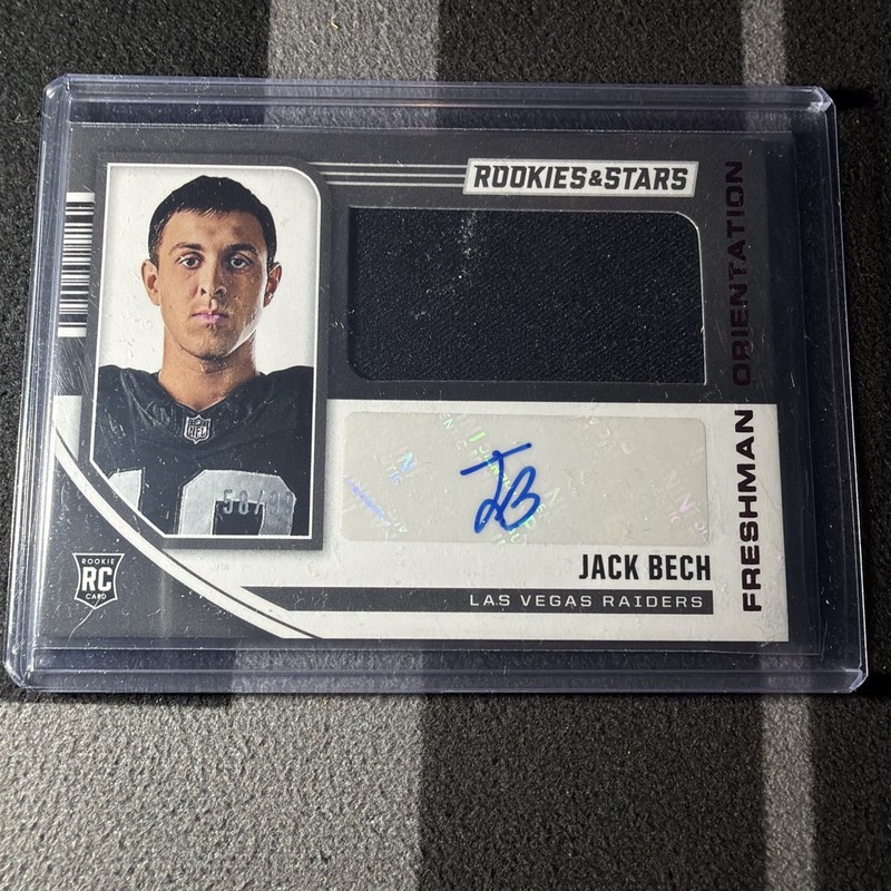 2025 Panini Rookies Stars Jack Bech Raiders Rookie Jersey Auto #58/99 Autograph