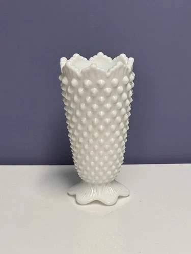 Vintage Fenton White Hobnail Milk Glass Vase
