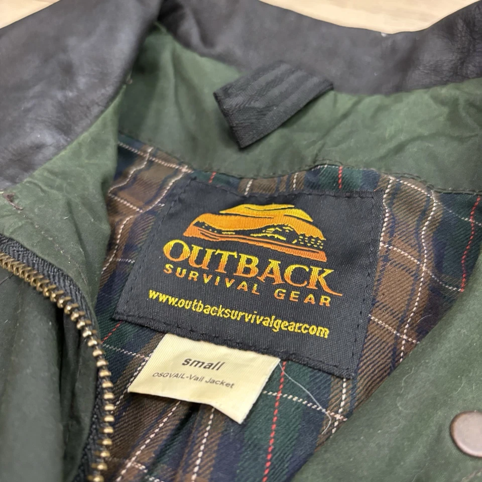 Mujer Pequeña Outback Survival Gear Vail Chaqueta Western Encerada Verde Cuadros Pequeña Foto 3 de 4