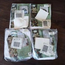 LOT Lighted Christmas Tree 2 Swag 72"X36" White 2 Panels 84"X40"Quaker Lace Bows