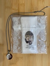 Collana Padre Pio acciaio inox - ciondolo 20mm + catenina 50cm - con custodia