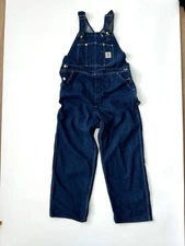 Carhartt Bib Vintage Overalls Mens 40x30 Blue Denim Work 100% Cotton R08 DNM