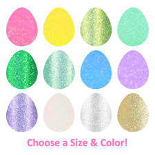 Glitter Egg Stickers - 0.5 to 3 inch - Choose a Size and Color 