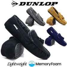 MENS MEMORY FOAM SLIPPERS MOCCASINS LOAFERS WARM FUR COSY INDOOR SLIP ON SHOES