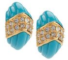 QVC Kenneth Jay Lane Goldtone Fluted Crystal Blue Demi Hoop Earrings — photo 1