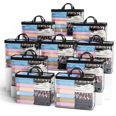 10 PCS 22L Under Bed Storage Bags Organizer Clear Zipper Containers Black