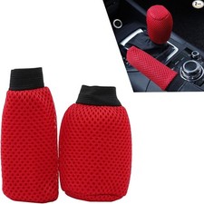 2 PCS/Set Car Gear Shift Knob Cover  Car Handbrake Cover, Anti-Slip Car Red