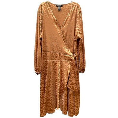 green emerald velvet dress Chain Link Print Faux Wrap Dress – Ashley Stewart
