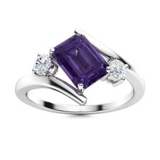 Valentines Deal Amethyst Stone 925 Silver Mother Three-Stone Birthday Ring