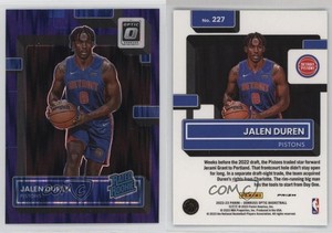 2022-23 Panini Donruss Optic Rated Purple Shock Prizm Jalen Duren #227 Rookie RC