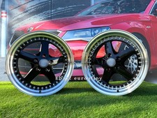 4x R18 Inch 5x120 Work Style Black +Polished Lip Wheels: Fits For E46 E90 F30