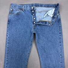 Levis 501 Jeans Mens 36x34 Blue Denim Pants Button Fly Faded Straight Work Chore