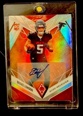 GM-MT RC /25 Auto Drake London•Falcons 2022 Panini Phoenix Red Fire Burst #107