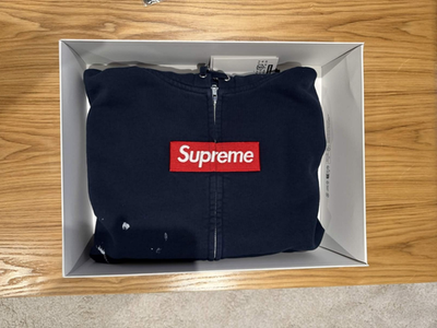 トップス Supreme MM6 Box Logo Sweatshirt Navy Supreme MM6 Maison Margiela Box Logo Zip Up Hooded Sweatshirt Navy