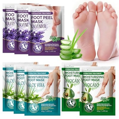 3 Pcs Foot Peeling Mask & 5 pcs Moisturizing Foot Mask 0.18 Fl Oz (Pack of 8)