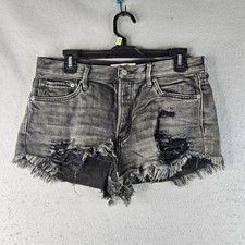 We the Free People Jean Shorts Womens 27 Black Faded Cut Off Shredded Button Fly