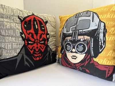 Star Wars Young Anakin Skywalker Helmet And Earth Maul Throw Pillows
