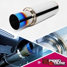 Universal Polished Stainless Steel 3od Burnt Round Exhaust Muffler Tip 2 Inlet