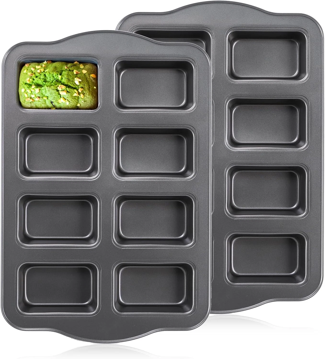 2 Pack 8 Cavity Mini Loaf Pans - Non-Stick Carbon Steel Baking Pans
Opens in a new window or tab