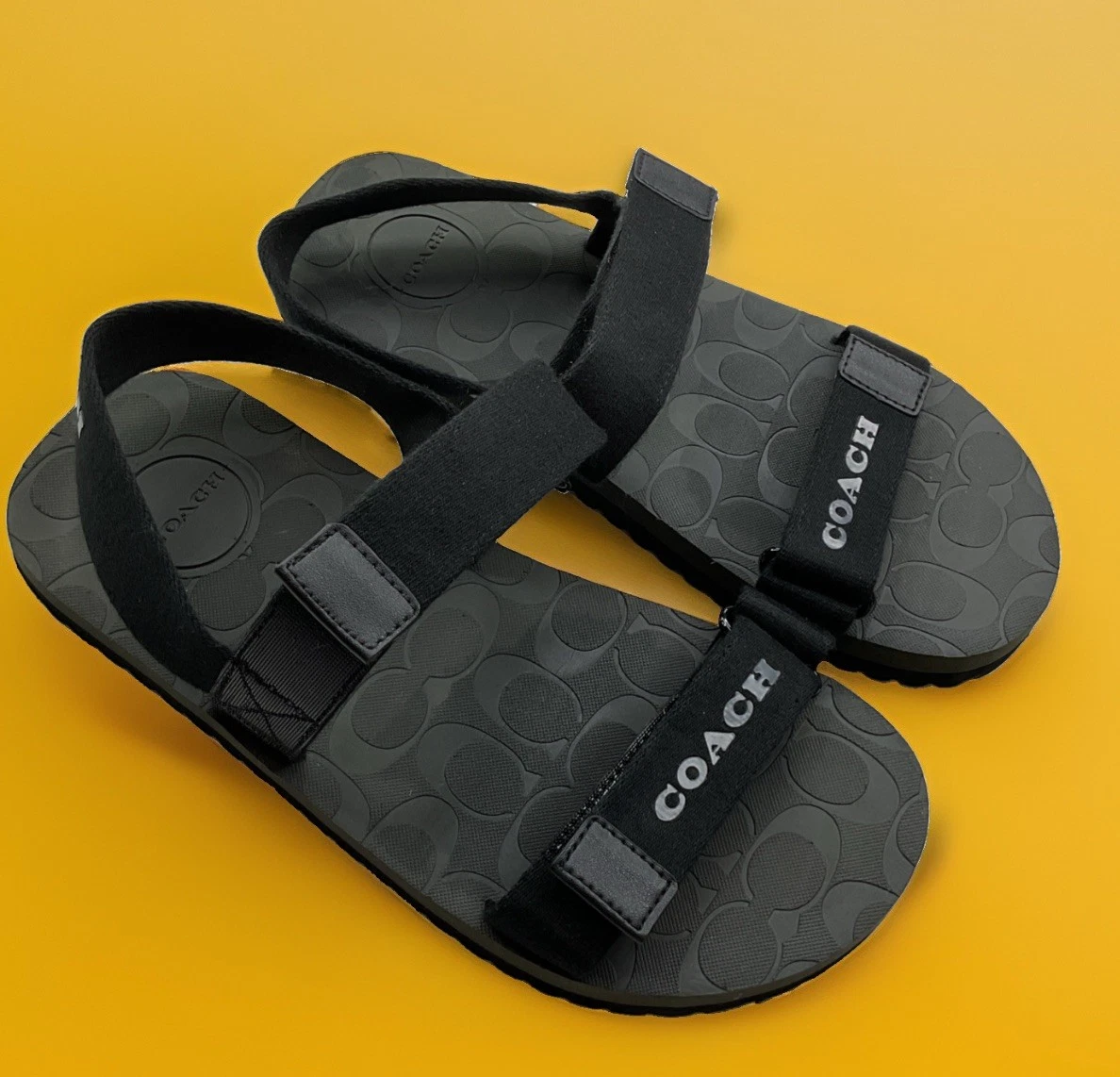 Coach Leather Upper Black Sandals for Men for sale | eBay