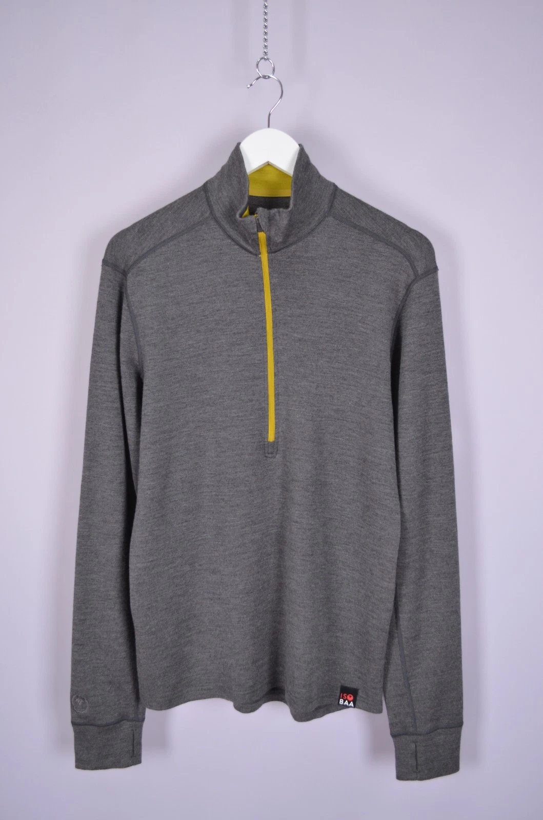 Isobaa Super Fine Merino 1/4 Zip Pullover Mens Large Wool Long Sleeve Sweater