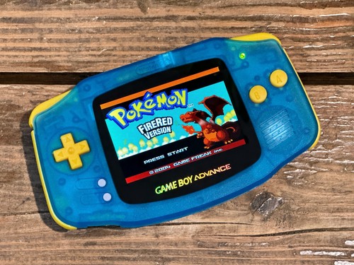 Nintendo Game Boy Advance GBA Clear Blue System Backlit V5 IPS LCD BUTTONS - Afbeelding 4 van 7