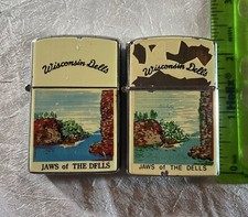 2 Vintage Wisconsin Dells Souvenir Torch Lighters Jaws of the Dells - Untested