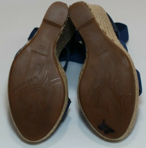 Jean-Michele Cazabat 7 Blue Satin Elastic Strap Sandal $295 Espadrille Wedge 38 - Picture 8 of 10