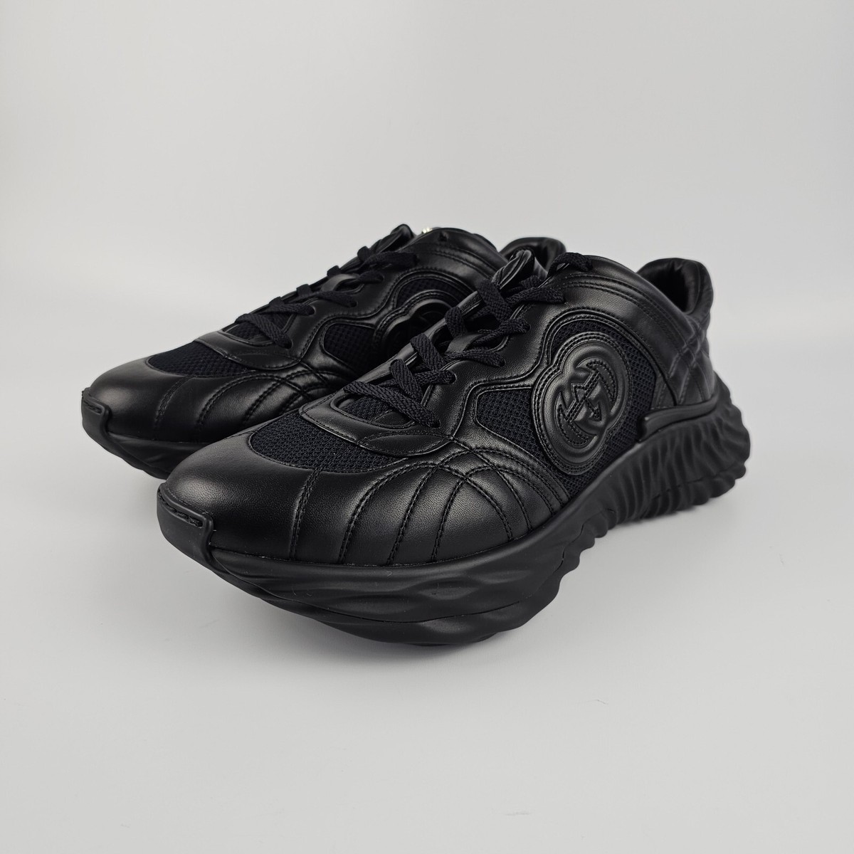 GUCCI Ripple $1290 Men's Black Leather Sneakers New And Authentic