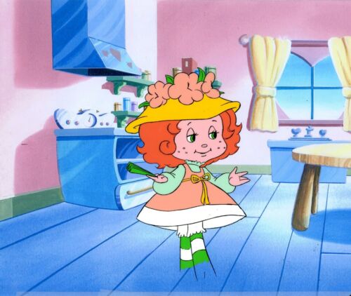 STRAWBERRY SHORTCAKE ANIMATION CEL FROM 1980'S PRODUCTION SBSC-034   RARE HTF - Afbeelding 1 van 2