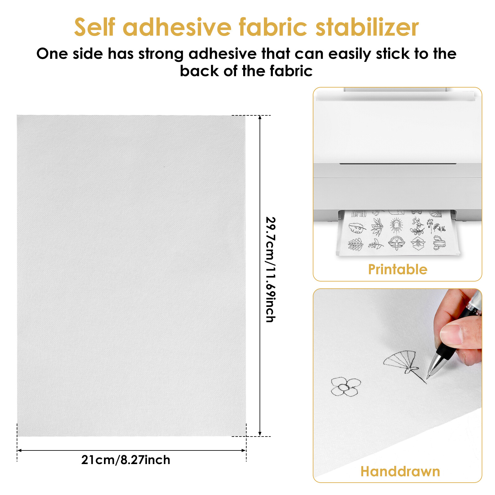12Pcs Sticky Water Soluble Embroidery Stabilizer Printable Embroidery ...