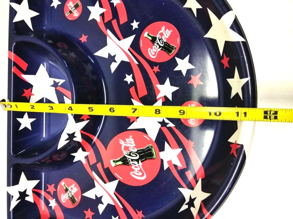 RED WHITE & BLUE Coca Cola Coke Collectible 4th of July PLASTIC CHIP & DIP TRAY - Image 3 of 4