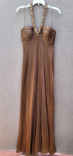 GORGEOUS NEW Cache Chocolate Espresso Brown Silk Evening Dress Sz 8